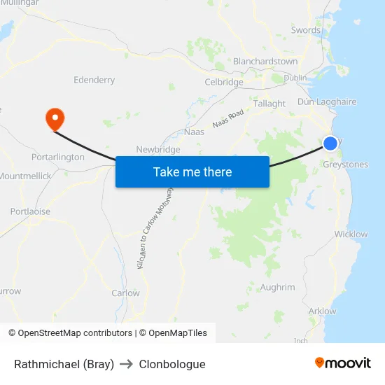 Rathmichael (Bray) to Clonbologue map
