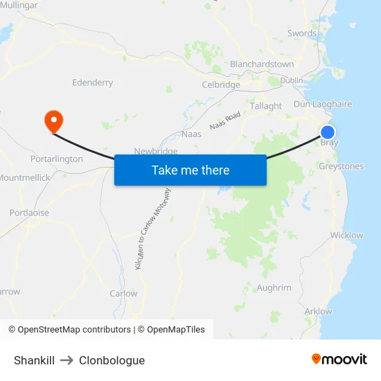 Shankill to Clonbologue map