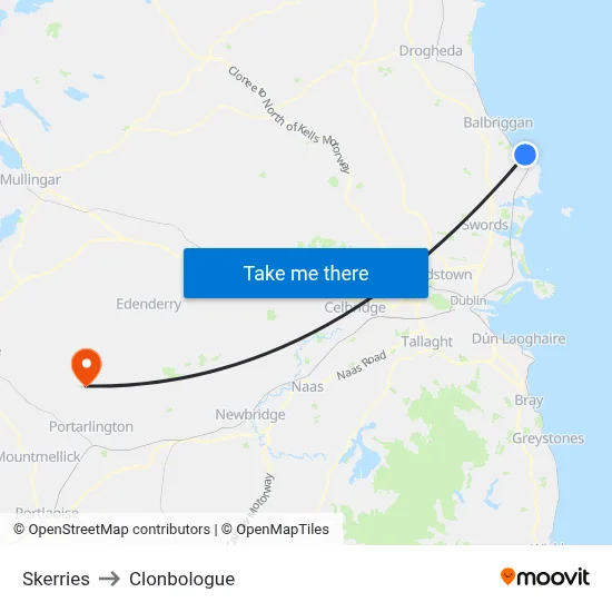 Skerries to Clonbologue map