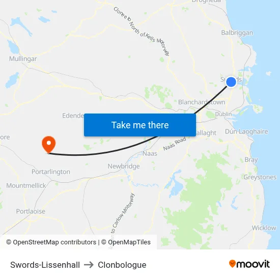 Swords-Lissenhall to Clonbologue map