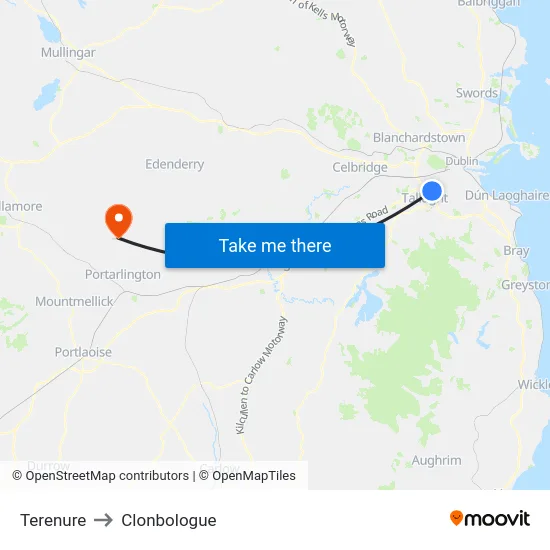 Terenure to Clonbologue map