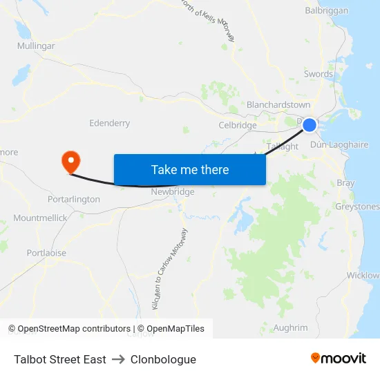 Talbot Street East to Clonbologue map