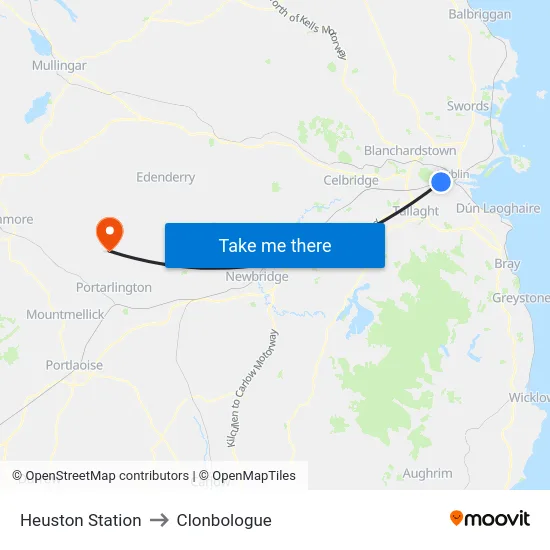 Heuston Station to Clonbologue map