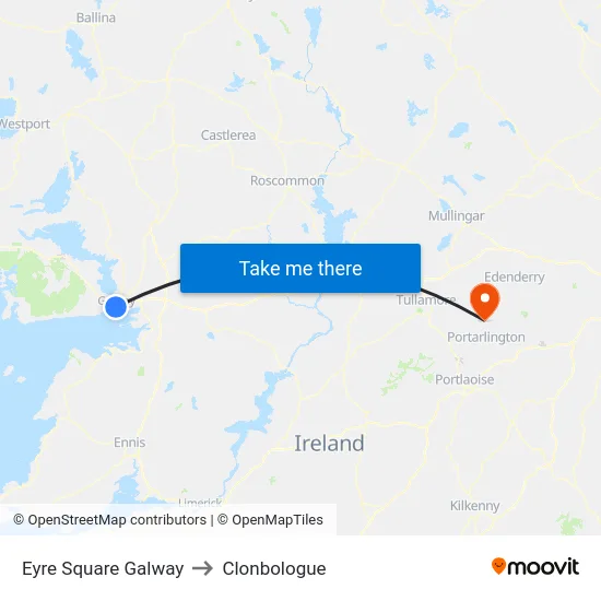 Eyre Square Galway to Clonbologue map