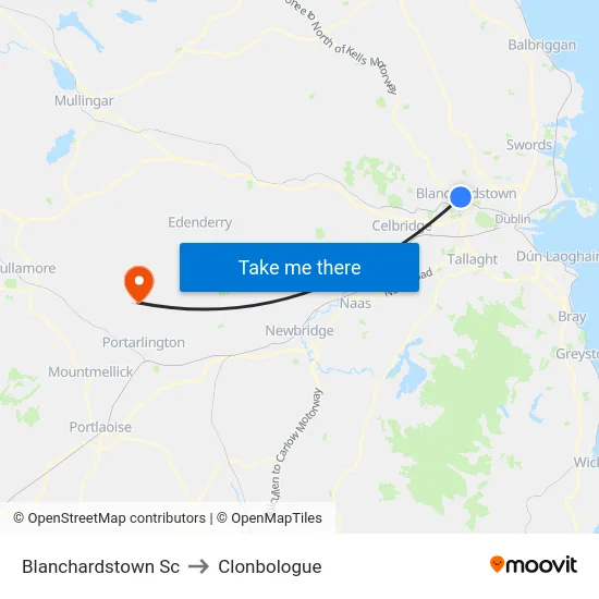 Blanchardstown Sc to Clonbologue map