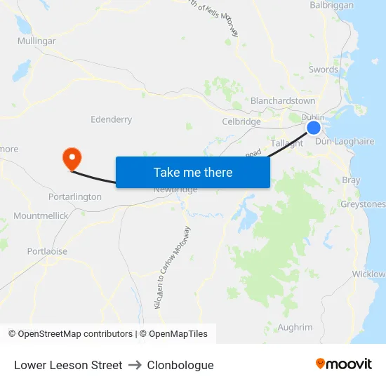 Lower Leeson Street to Clonbologue map