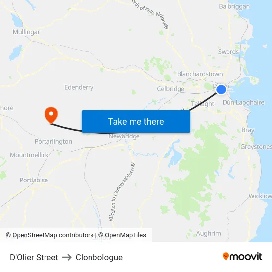 D'Olier Street to Clonbologue map