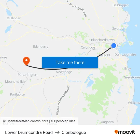 Lower Drumcondra Road to Clonbologue map