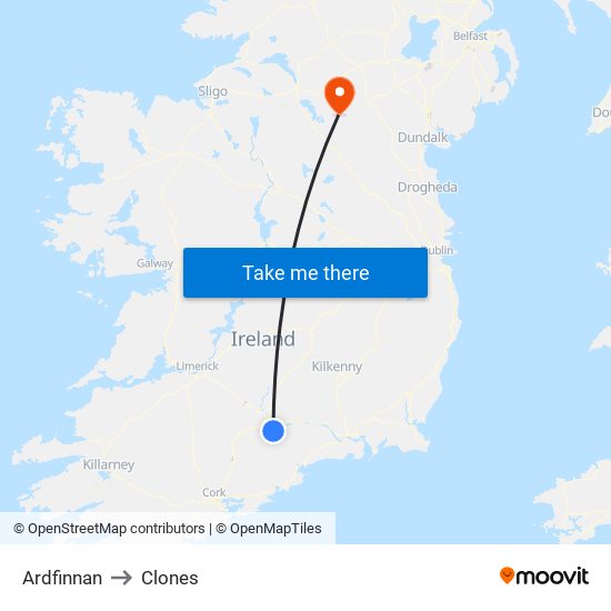 Ardfinnan to Clones map