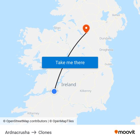 Ardnacrusha to Clones map