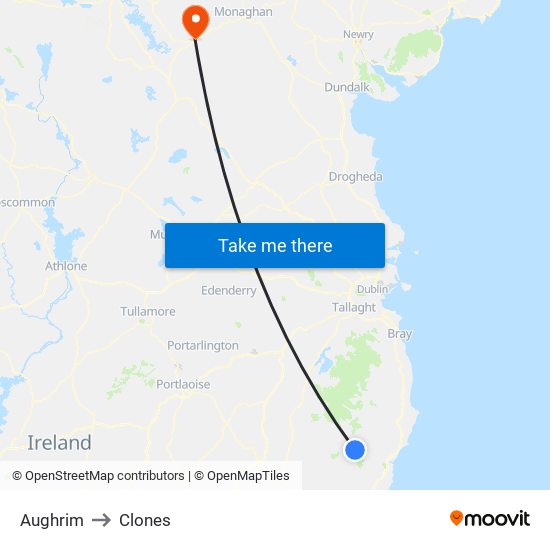 Aughrim to Clones map