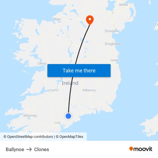 Ballynoe to Clones map