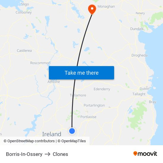 Borris-In-Ossery to Clones map