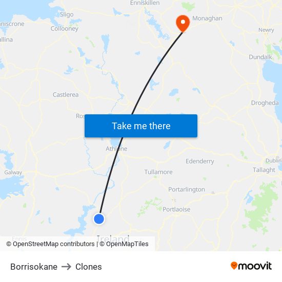 Borrisokane to Clones map