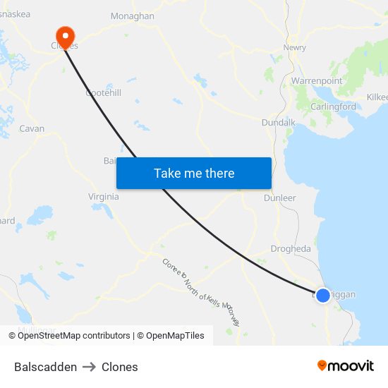 Balscadden to Clones map