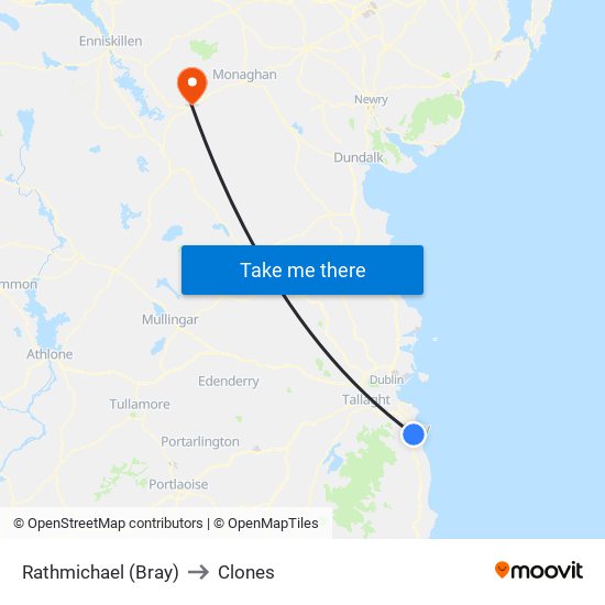 Rathmichael (Bray) to Clones map