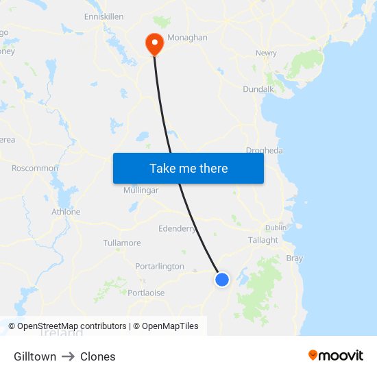 Gilltown to Clones map