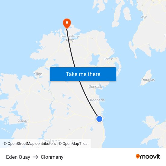 Eden Quay to Clonmany map