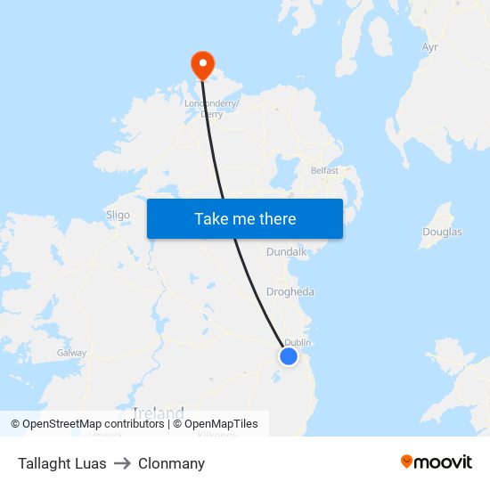 Tallaght Luas to Clonmany map