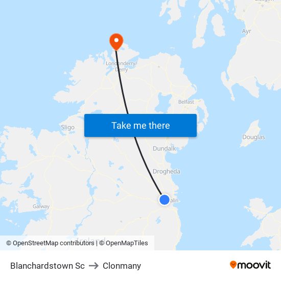 Blanchardstown Sc to Clonmany map