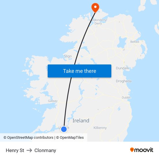 Henry St to Clonmany map