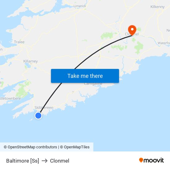 Baltimore [Ss] to Clonmel map