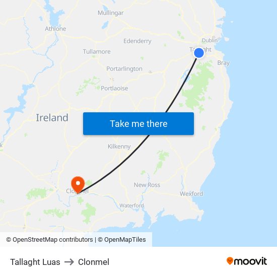 Tallaght Luas to Clonmel map