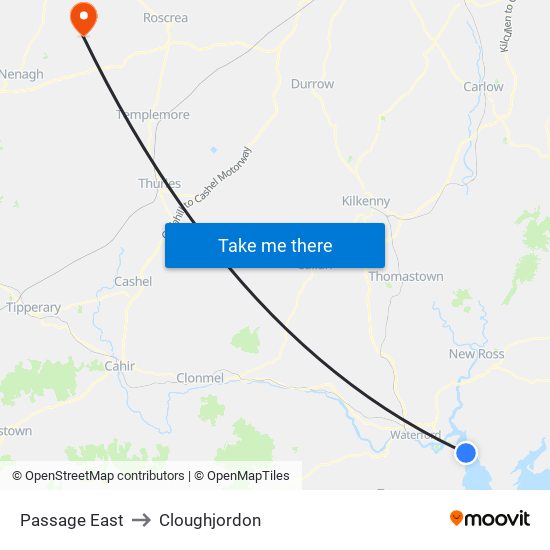 Passage East to Cloughjordon map