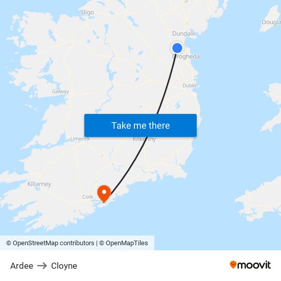 Ardee to Cloyne map