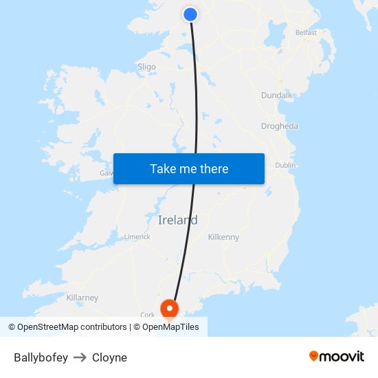 Ballybofey to Cloyne map