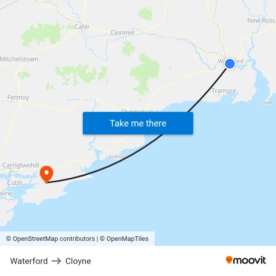 Waterford to Cloyne map