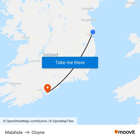 Malahide to Cloyne map