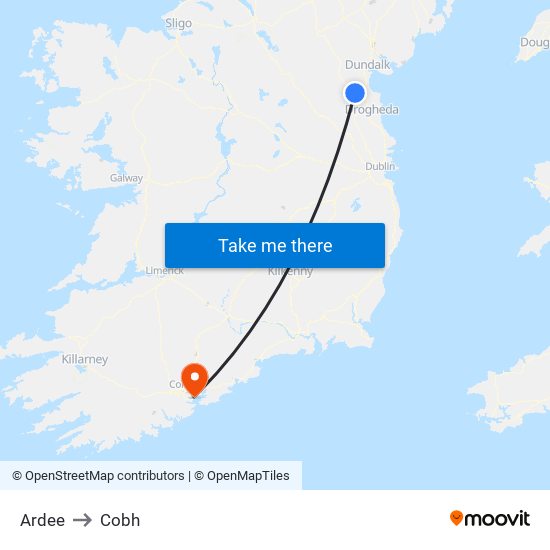 Ardee to Cobh map