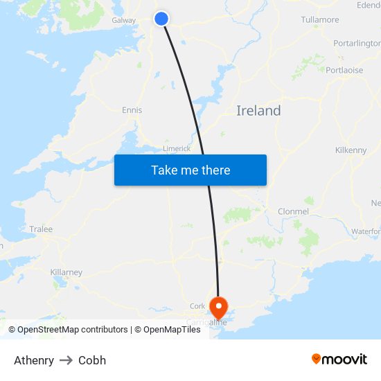 Athenry to Cobh map