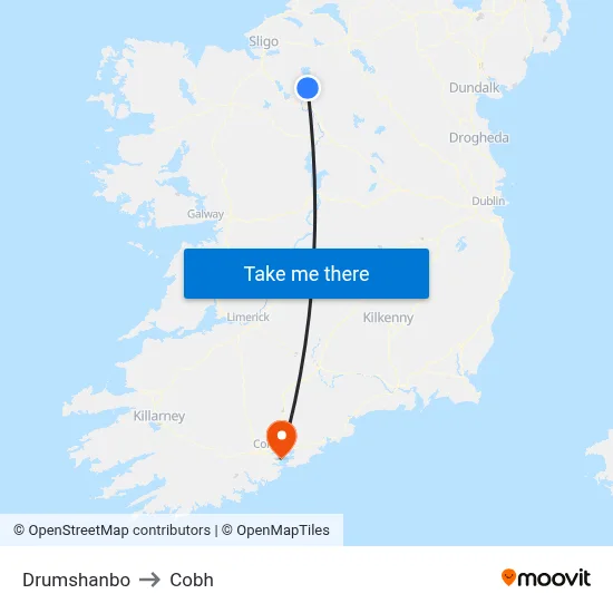 Drumshanbo to Cobh map