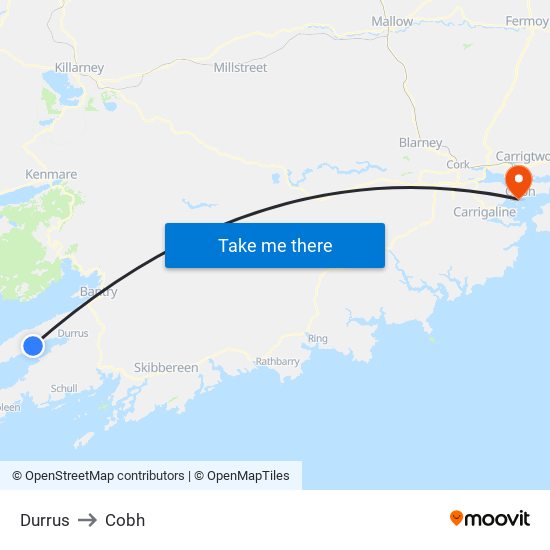 Durrus to Cobh map