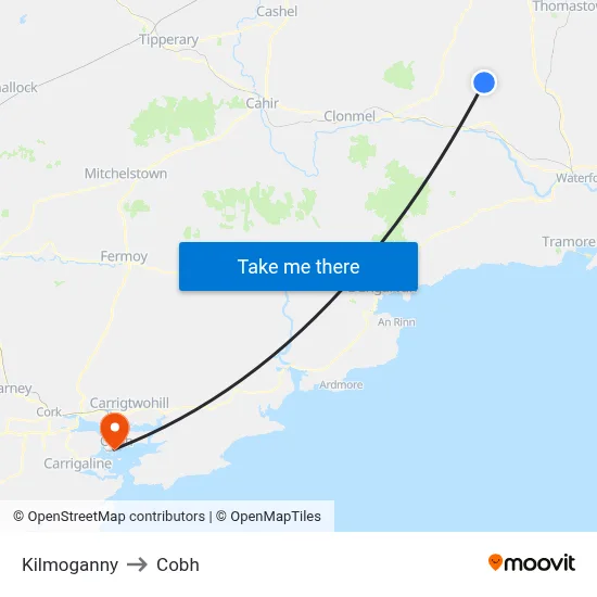 Kilmoganny to Cobh map
