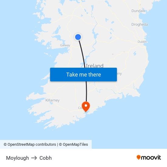 Moylough to Cobh map