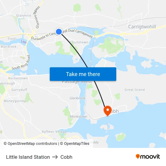 Little Island Station to Cobh map