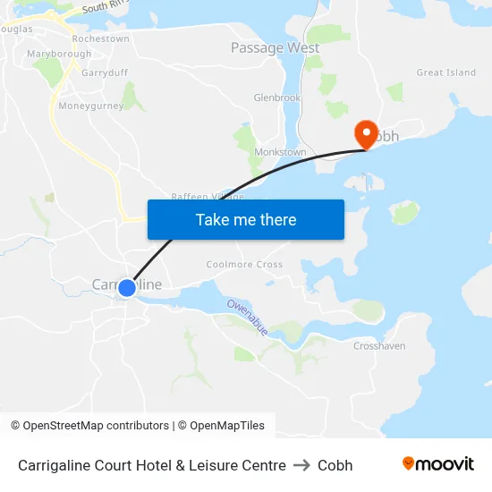 Carrigaline Court Hotel & Leisure Centre to Cobh map