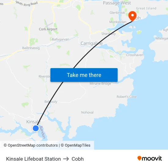 Kinsale Lifeboat Station to Cobh map