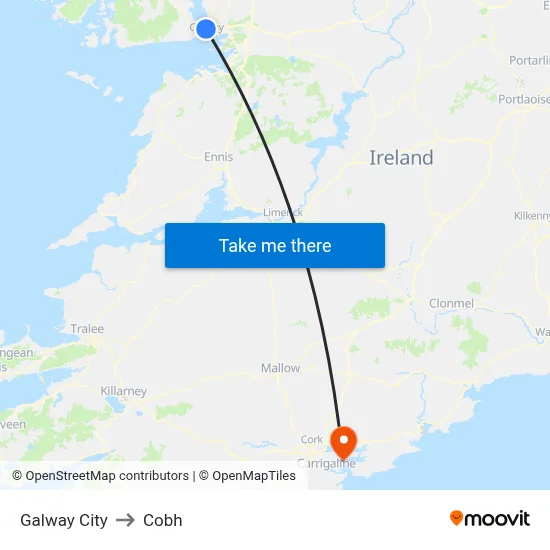 Galway City to Cobh map