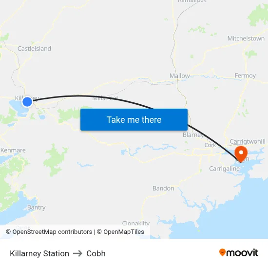 Killarney Station to Cobh map