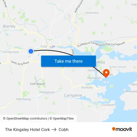The Kingsley Hotel Cork to Cobh map