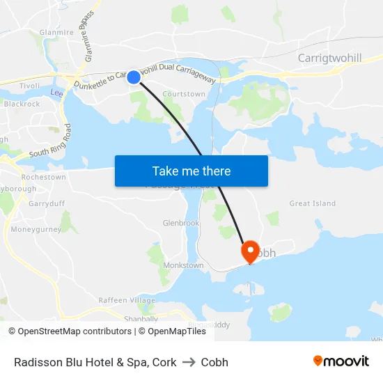 Radisson Blu Hotel & Spa, Cork to Cobh map