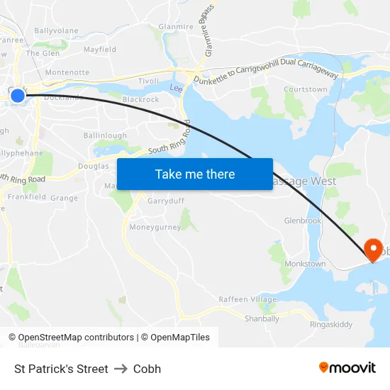 St Patrick's Street to Cobh map