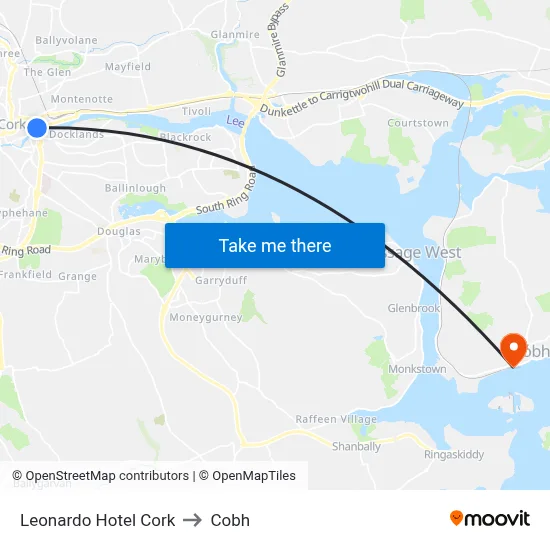 Leonardo Hotel Cork to Cobh map