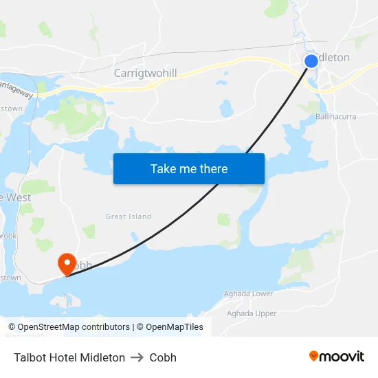 Talbot Hotel Midleton to Cobh map