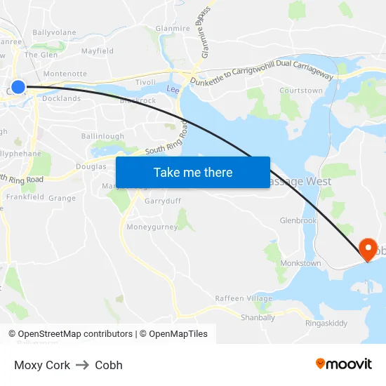 Moxy Cork to Cobh map