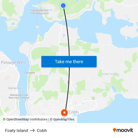 Foaty Island to Cobh map